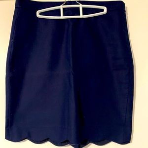J. Crew size 12 scallop hemmed navy skirt
